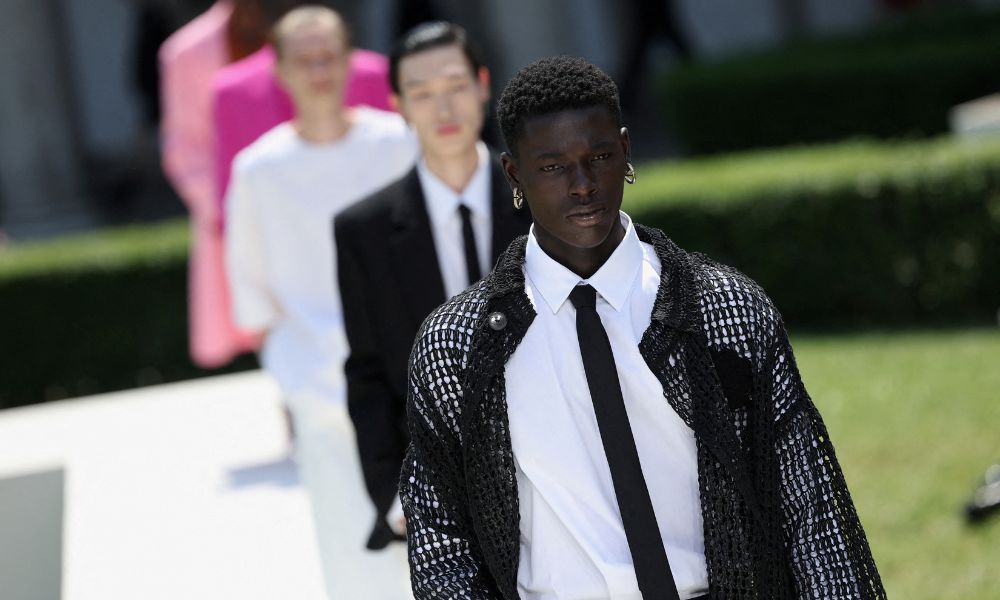 ModelspresentcreationsbydesignerPierpaoloPiccioliaspartofhisSpringSummer2024collectionshowforfashionhouseValentinoduringMensFashionWeekinMilanItalyJune162023 George V Magazine